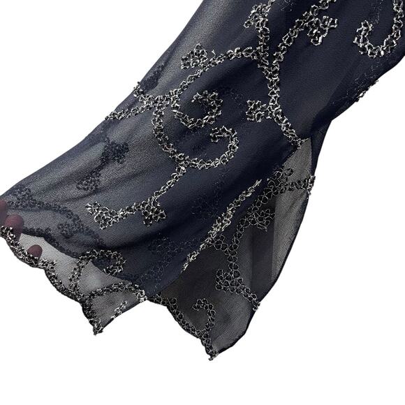 JKARA Women Blue Sheer Beaded Topper Size 16 Party Mother Of The Bride NYE - Picture 3 of 7